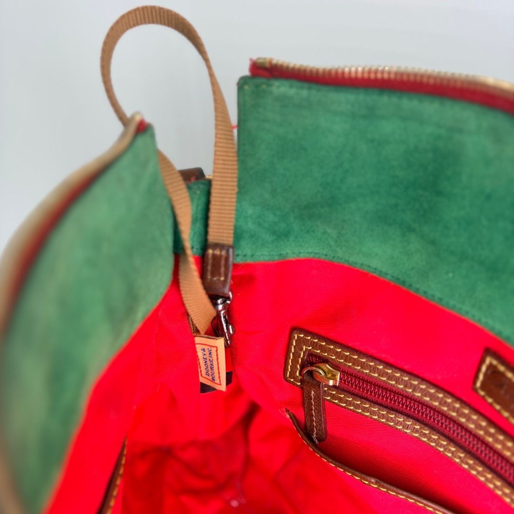 Dooney & Bourke Large Florentine Leather Satchel Chestnut Tassel Strap - Picture 6 of 16